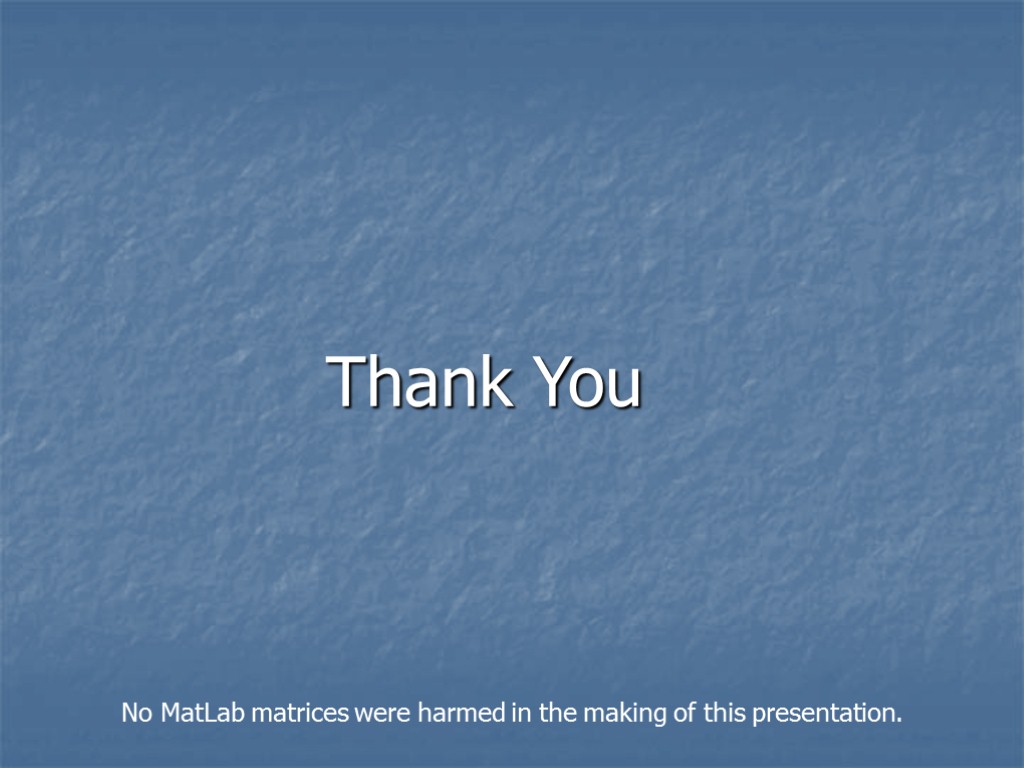 Thank You No MatLab matrices were harmed in the making of this presentation.